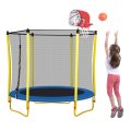 Trampolín para niños con pelota de goma de aro de baloncesto