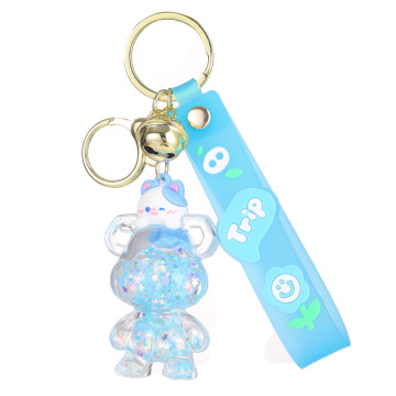 Cute Bear Shaped Acrylic Oil Filled Floating Keychains and Pendants