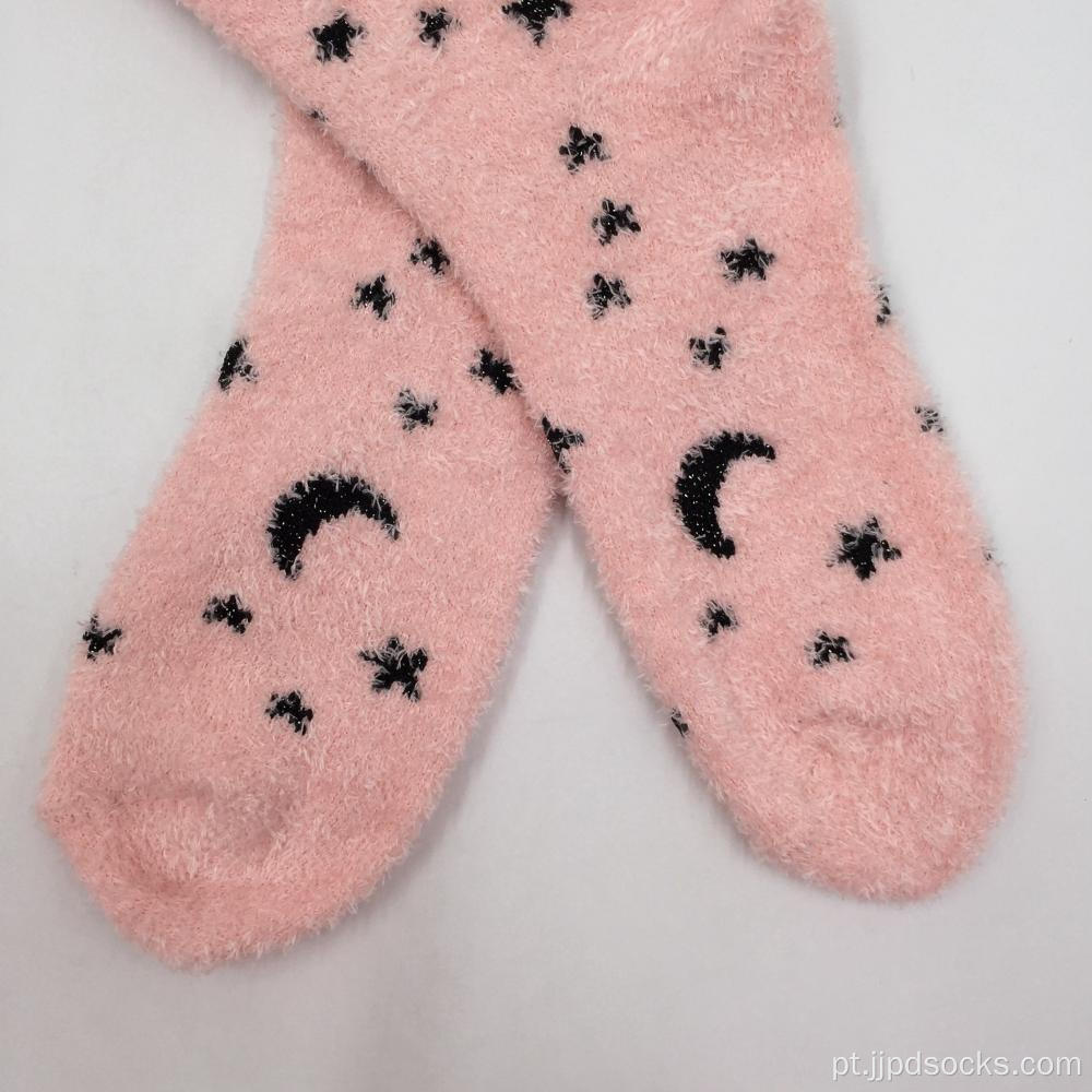 Lua e estrela com meias aconchegantes lurex