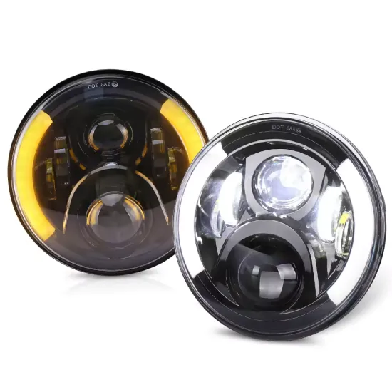 7 Inch LED Projector Headlights for Jeep Wrangler JK with 6 LED Lens Angel Eye