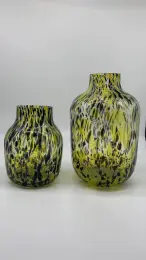 Leopard Green and Black Dots Glass Vase