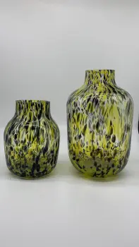 Leopard Green and Black Dots Glass Vase