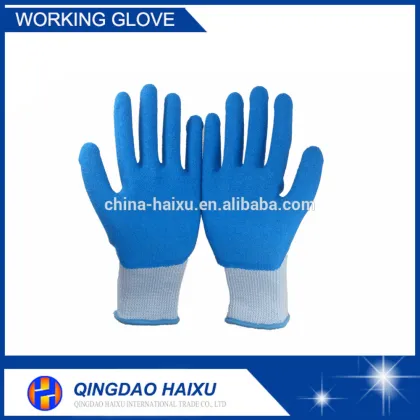 Blue latex coated cotton gloves/ safety glove