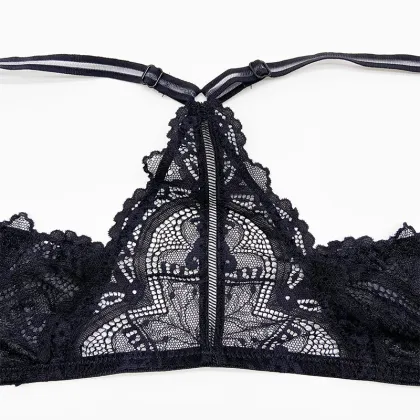 Beauty back front closure lace bra brief set