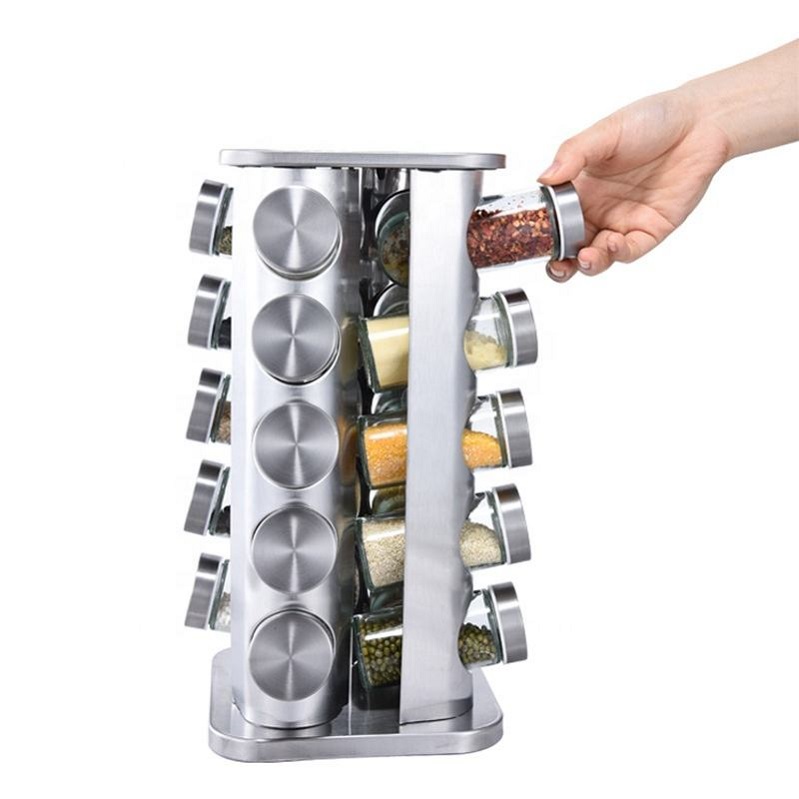 stainless steel spice storage holder with lid