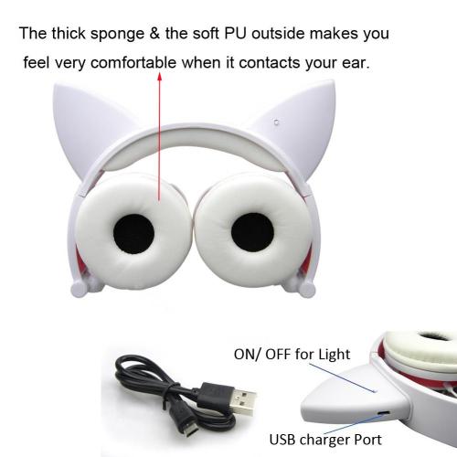 Rechargable Stereo Flashing Glowing Cat Ear Headphone