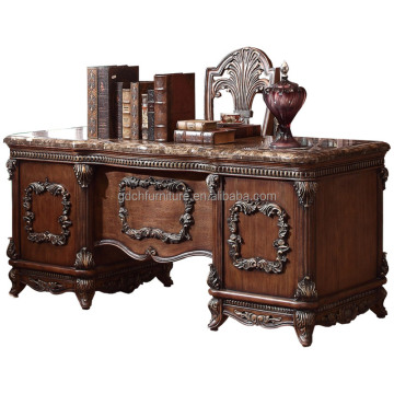 Luxury European Classic Retro Style Wood Writing Table for Office