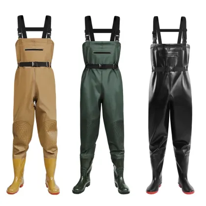 Custom Thickened PVC Fishing Waders Waterproof Thigh High Boot Waders for Fly Fishing