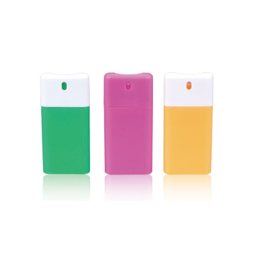 Mini Tamanho da viagem 12 ml 20ml plástico flip lip forma forma de perfume plano spray garrafa de bolso de bolso de bolso pulverizador de cartão