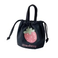 Mini Canvas DrawString Bag Packaging Återvunnen duk DrawString Bag Strawberry Mönster Kids DrawString Bag Anpassad