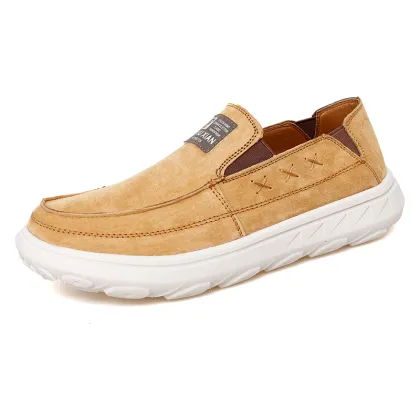 Hand Made Leather Dad Shoes - Ready Stock Lightweight Walking Loafers for Men