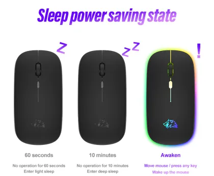 Free Wolf X15 Mute Wireless Mouse - Charging Luminous Gaming Mouse for Office and Notebook
