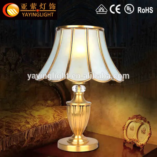 brass table lamp with flower glass shade,small decorative bedroom brass table lamps lightings