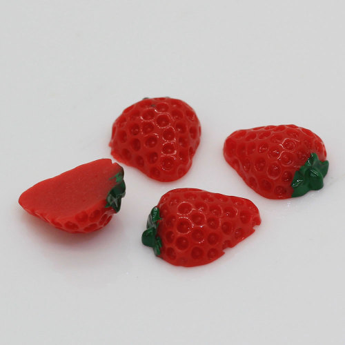 Miniatuur 3D Aardbei Hars Cabochon Kawaii Simulatie Voedsel DIY Scrapbooking Sieraden Maken Charms Poppen Accessoires