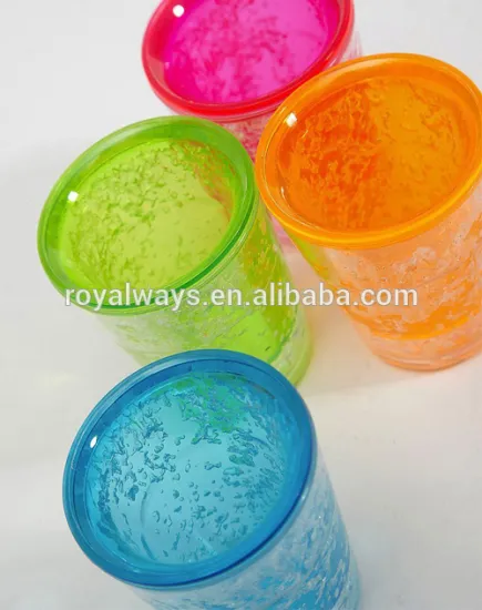 fashional mini double wall plasticfreezer shots glass for cool wine with gel from factory