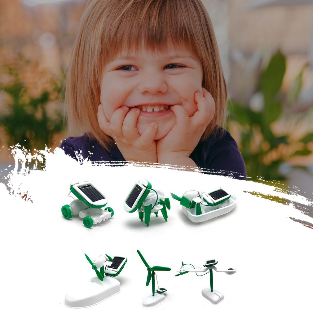 6 IN 1 Solar Robot Model Kit Science Toys for Children DIY Assemble Airplane Boat Car Train Model Educational Christmas Gifts