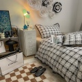 Cotton printed tassel bedding set queen king size