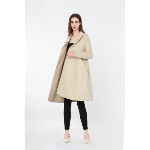 Ladies Casual Long Coat Long Wool Jacket With A Suit Collar Factory