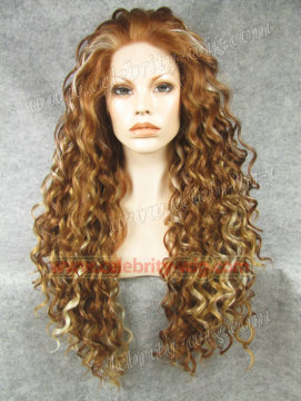 Long Brown Highlighted Drag Queen Rupaul Synthetic Lace Front Wig
