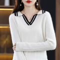 Multicolor pit collar sweater woman