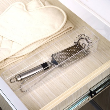 Organisateur de tiroir de cuisine transparent en plastique empilable pour la vaisselle et les baguettes