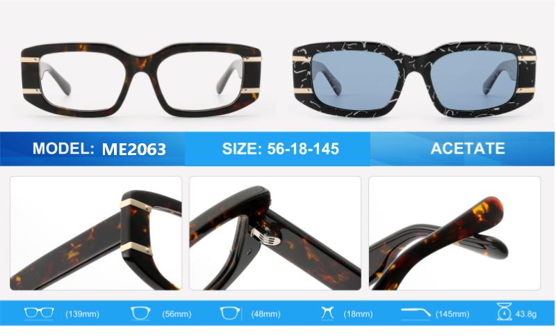 Mellume Vintage Square Acetate Sunglasses ME2063 Size
