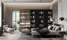 Modern Bookcase with Glass Doors for Living Spaces