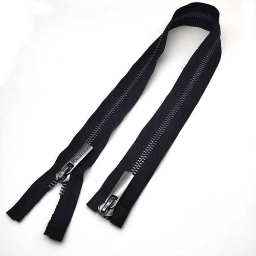 China Heavy Duty Two Way Black Jacket Metal Zipper Supplier