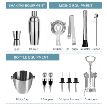 16 Pieces Cocktail Set with Bartender Kit