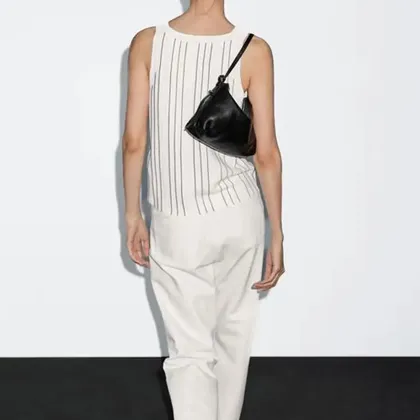 Women's minimalist striped detail knitted vest top