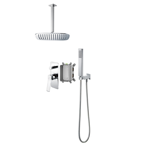 Black Ceiling Mount Rain Shower System With Handheld