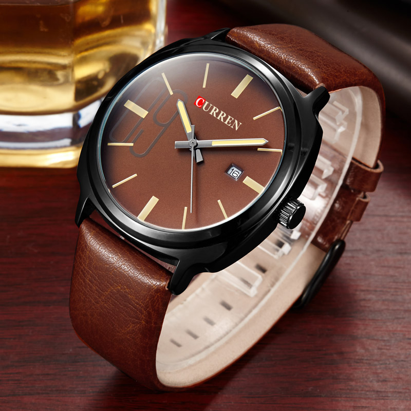 Luxury Business Waterproof Leather Quartz Watches men 