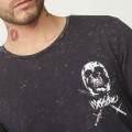 Mens Snow Wash Skull Printed Long Sleeve T-Shirts