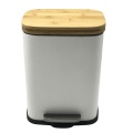 Bamboo Lid Powder Coated Trash Can