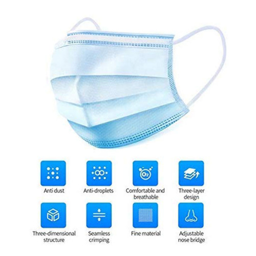 Medical Disposable Non-woven Respirator 3ply Surgical Mask