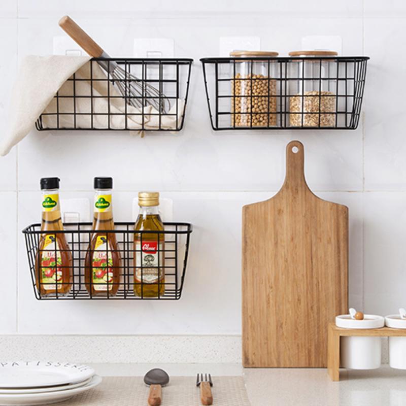 Kitchen Organizer Iron Hanging Under Cupboard Iron Storage Shelf Mesh Basket Desk Cable Management Tray Organizer Shelf Hot Sale