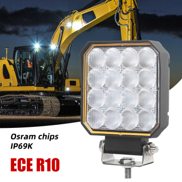 ECE R10 Approved 16 LED Diodes 12V/24V 27W/25W Flood Work Light