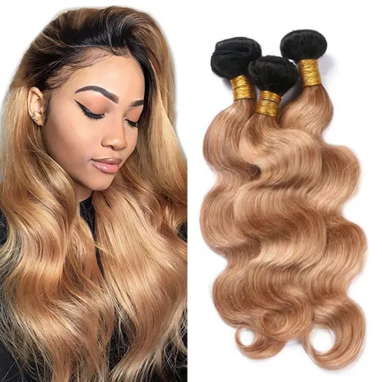 wholesale Indian virgin hair supplier,two tone 1b/27 color 100% Indian human hair body wave hair bundles