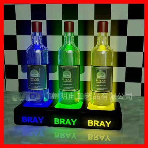 Acrylic illuminated led bottle base for 3 bottles