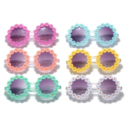 Cute Flower Sunglasses for Kids - Feirong Vintage UV400 Toddler Shades