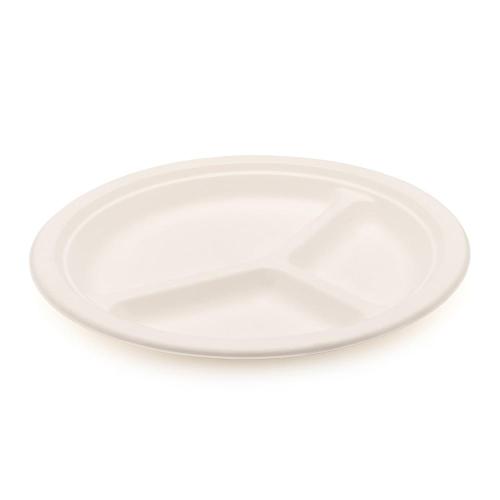 Disposable Degradable Sugarcane bagasse eco 3 divided plate