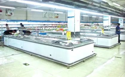 island freezer with glass cover for beef