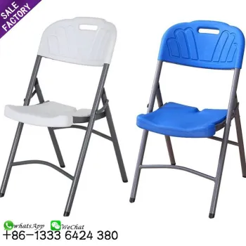 Sino Perfect Manufacturer White Blue Portable Recycled Plastic Folding Chair for Wedding Banquets and Events