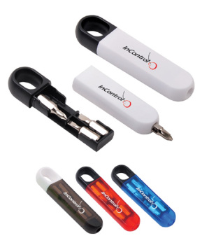 Portable U Shape Plastic Tool Kit Set with 4pcs Screwdriver Bits and Hook Loop - YC959