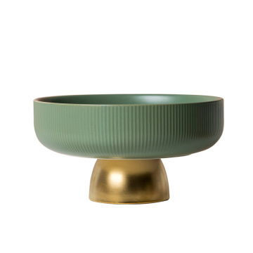 Luxury Green Dessert Stand Ceramic Dry Fruit Tray Porcelain Dessert Plate Stoneware Fruit Plate