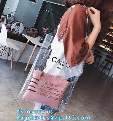 Custom Transparent Gift Pvc Tote Shopping Bag, reflective pvc shopping women's bag, shinny PVC harrods shopping bag