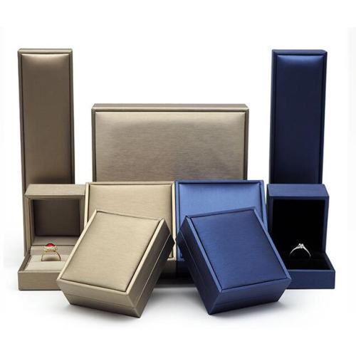 Blue Square Fake Leather Jewelery Box