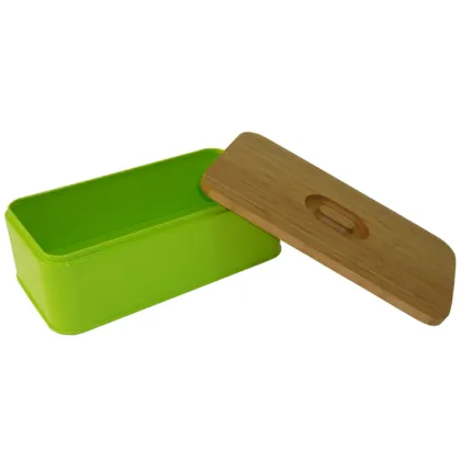 Metal Bread Box with Wood Lid Bread Case