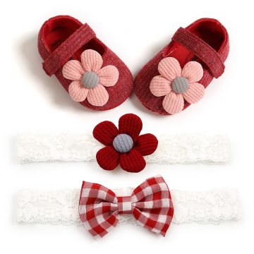 Newborn Baby Girl Fashion Shoes and Headband Set: Lace-Up Princess Style 3PCS