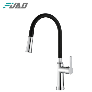 FUAO Pull Out Black Kitchen Mixer Tap